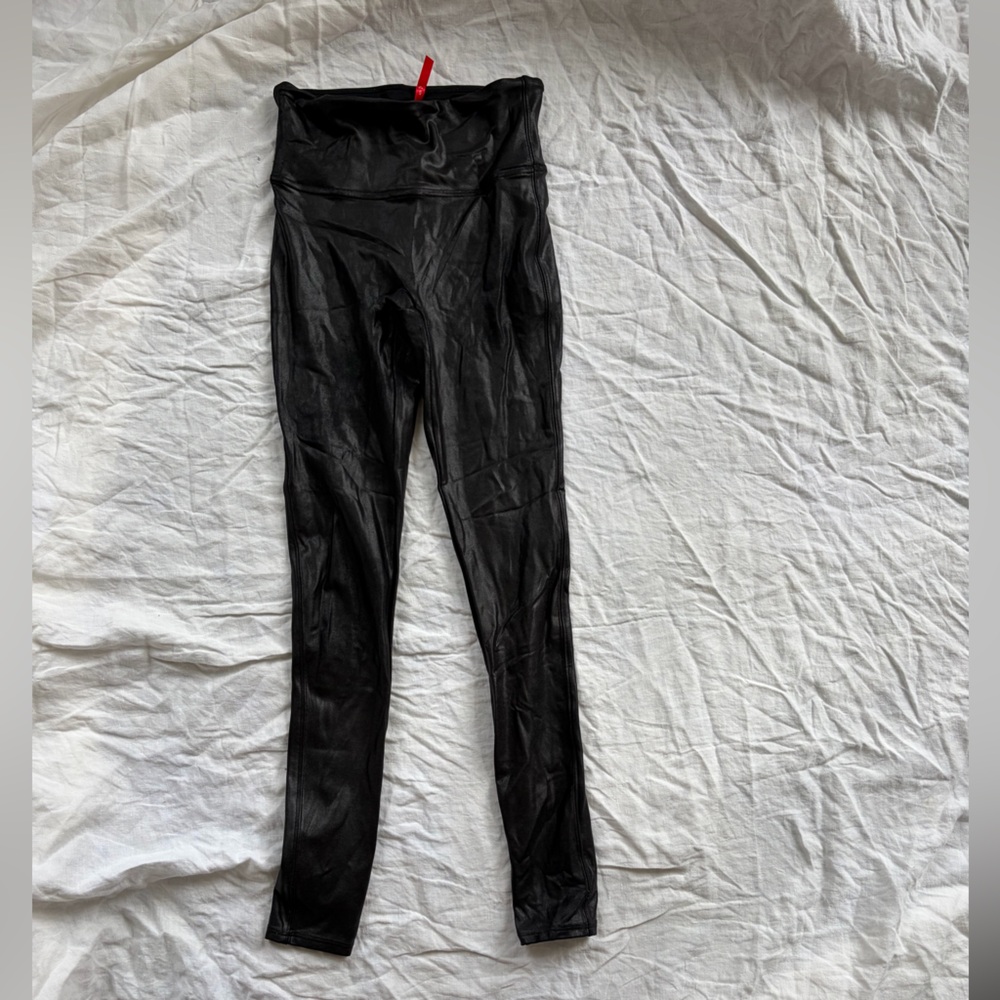 SPANX Black Faux Leather-Look Leggings